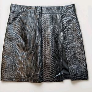 Hey Babe Faux Leather Python Embossed Mini Skirt Black Small Edgy